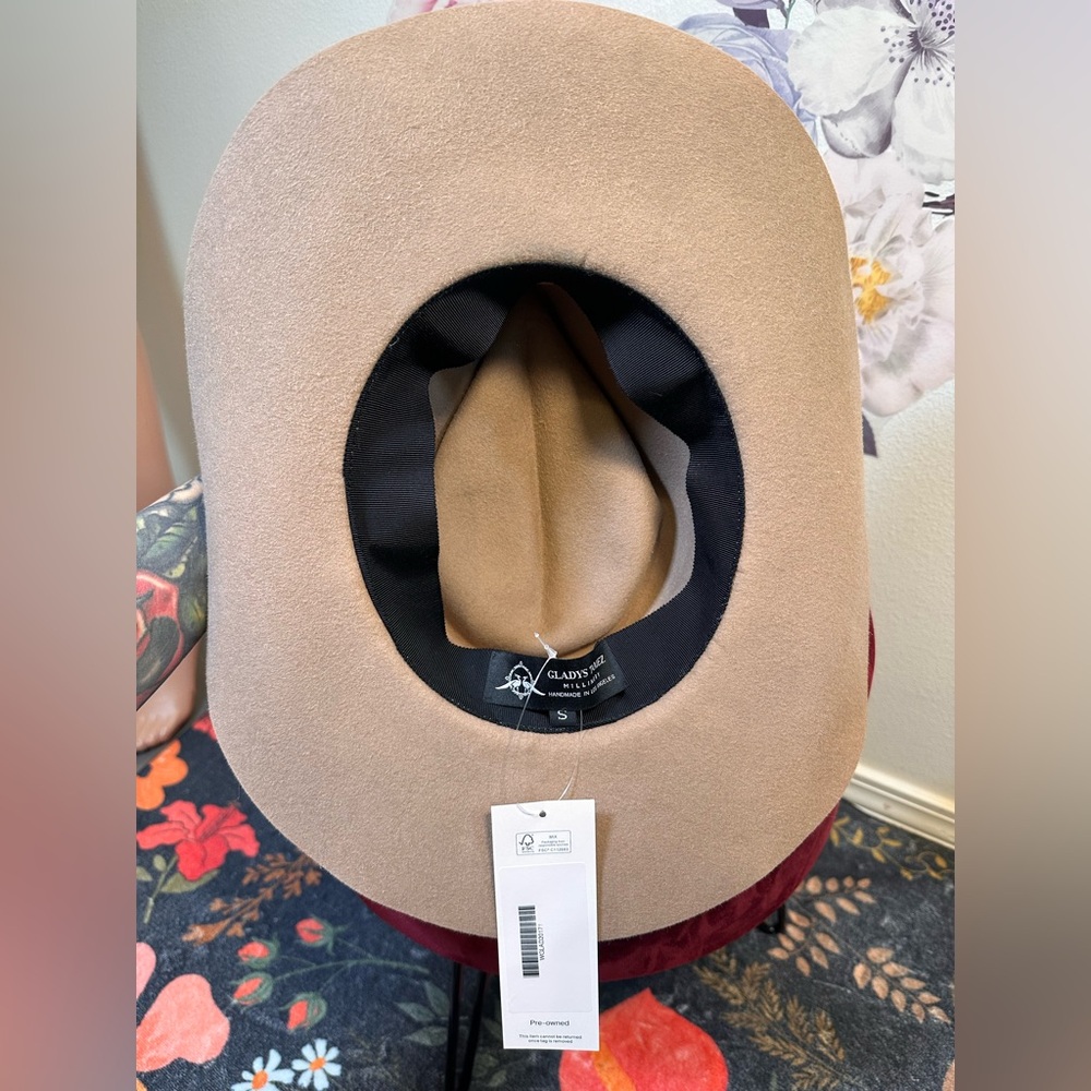 NEW Gladys Tamez Millinery Alex Hat in Camel Brown Suede Cowboy Small S - Picture 9 of 10